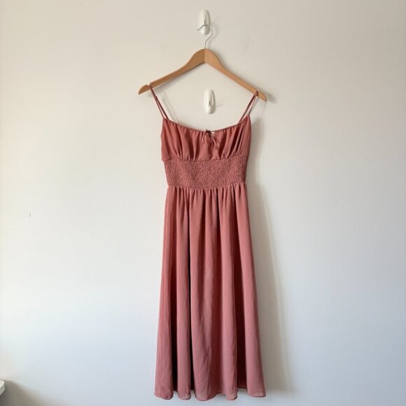 Aritzia Wilfred Genoa Midi Chiffon Dress Warm Sienna Red Size XS - Picture 3 of 6